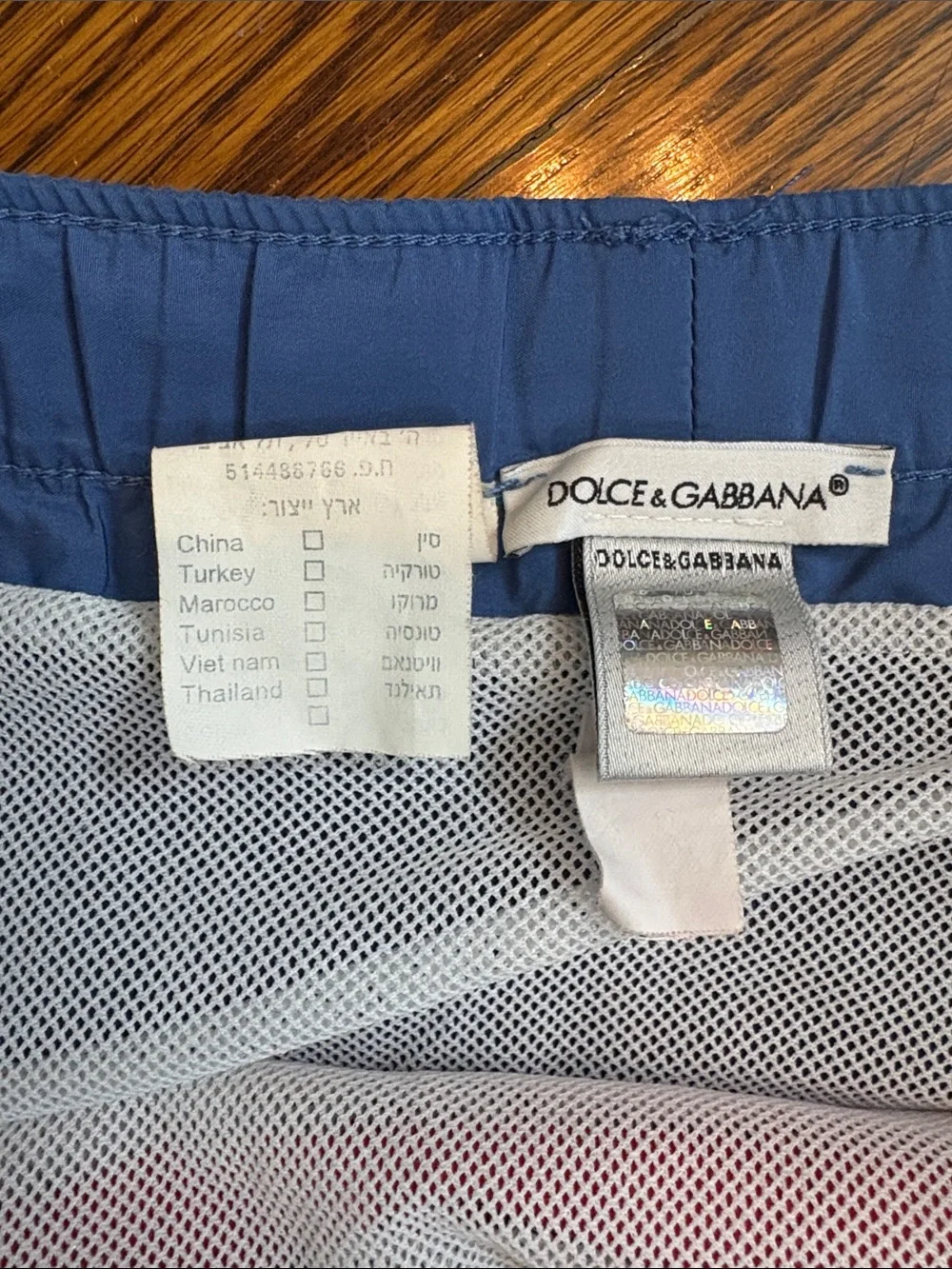 Dolce & Gabbana Blue and White Mesh-Lined Swim Shorts